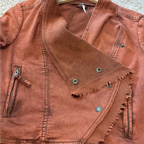 Free People Boho Collapsing Twill Raw
Edge Jacket Hanna Rustic Orange Size S - Picture 13 of 16